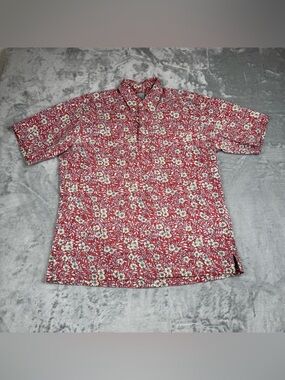 Reyn Spooner Vintage Hawaiian Shirt Mens L Traditionals Red Floral Short Sleeve
